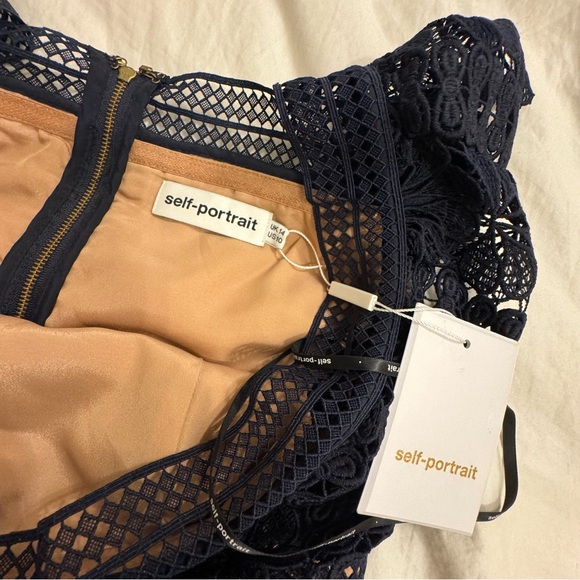 NWT Self-Portrait Navy Guipure Lace Maxi Dress - Size: 10 US - Picture 11 of 12